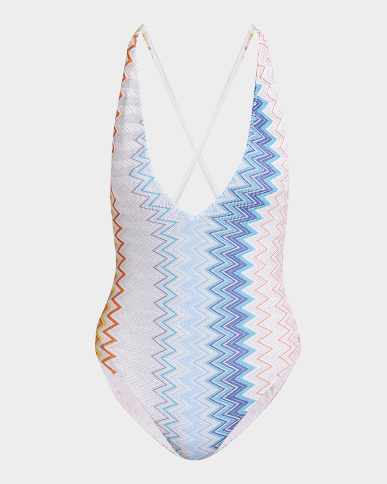 Missoni Shaded Chevron Plunge One-Piece Swimsuit | Neiman Marcus