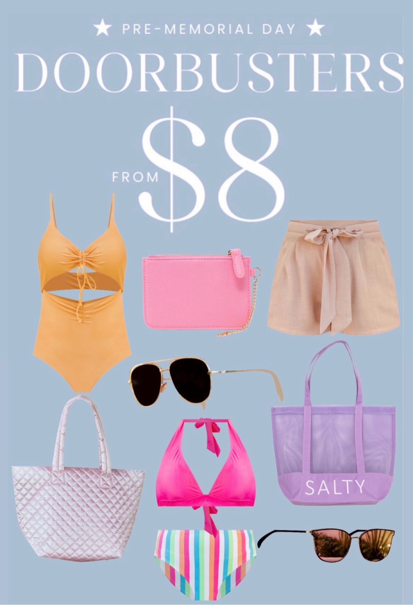 Pink Lily Pre-Memorial Day Sale

LTKcurves / LTKunder50 / LTKunder100 / LTKsalealert / LTKstyletip / LTKtravel / LTKitbag / LTKswim / pink lily / pink lily boutique / pink lily sale / Memorial Day sale / Memorial Day / sale / sale alert / swim / swimwear / sunglasses / tote bag / wristlet / wallet / card case / paper bag shorts / bikini / bikini sale / summer outfit / summer outfits / travel outfit / travel outfits 

#LTKFind #LTKGiftGuide #LTKSeasonal