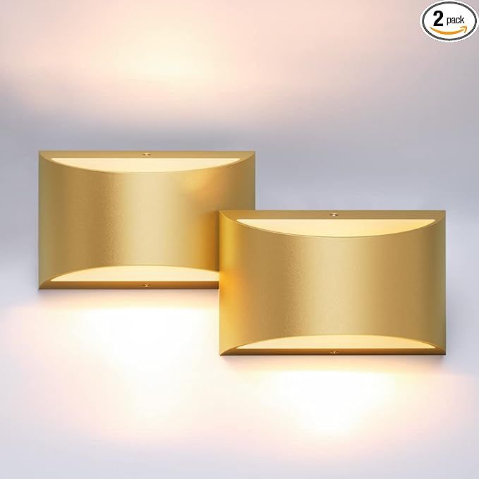 Aipsun Gold Wall Sconce Indoor Wall Lights Hardwired Set of 2 Up and Down Wall Mount Light for Li... | Amazon (US)