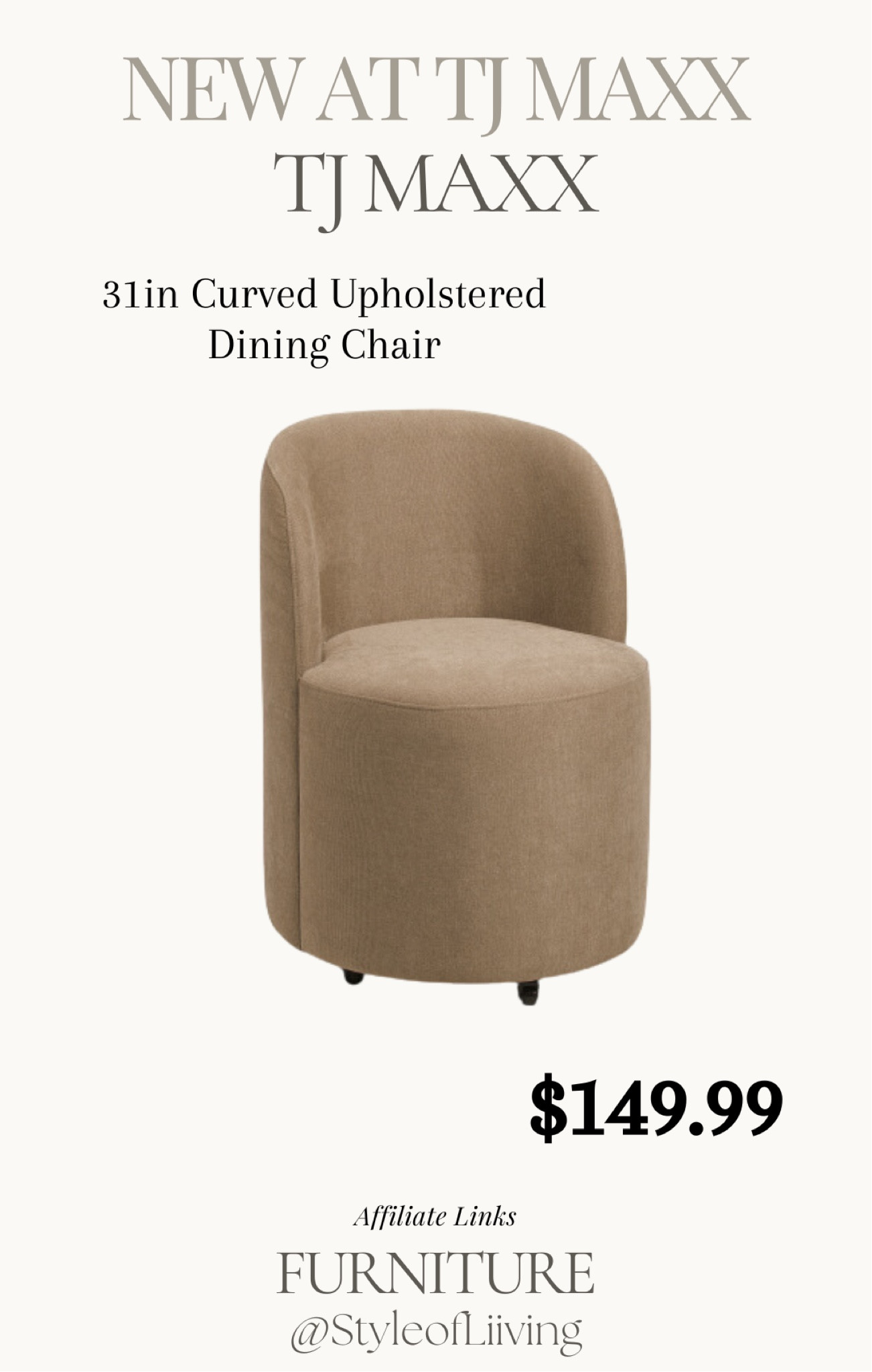 Curved upholstered dining chair from TJ Maxx! Dining room furniture.

#LTKHome #LTKFamily #LTKStyleTip