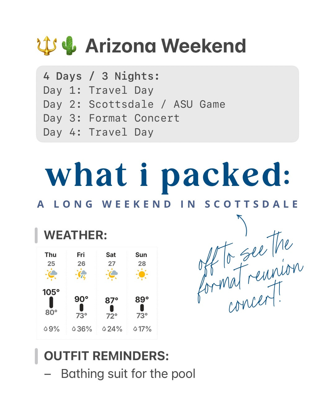 Off to Arizona for a throwback weekend - back at ASU for a football game and seeing my favorite AZ band reunite! 🌵🔱 #travel

#LTKItBag #LTKSeasonal #LTKTravel