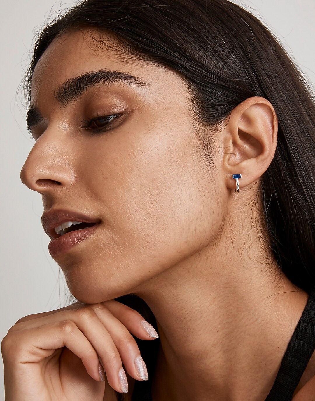 The Tennis Collection Baguette Crystal Huggie Hoop Earrings | Madewell
