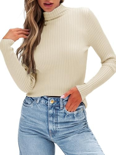 Anbech Womens Turtleneck Sweaters Lightweight Long Sleeve Ribbed Fitted Basic Layering Knit Pullo... | Amazon (US)