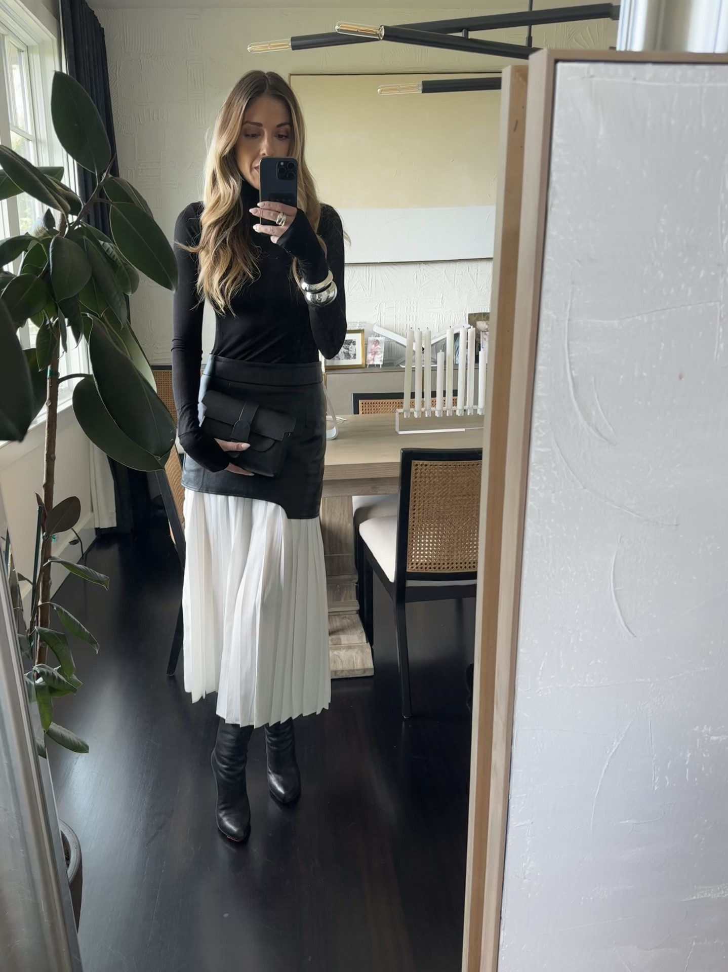 Thanksgiving outfit! 
COMMENSE skirt (can’t like) but use code EVA_12 for 12% off site wide! 
Louboutin boots, Marcella Top and Senreve aria belt bag. Also not linked but dm me and I’ll give you my exclusive link for $50 off!!! 

#LTKWatchNow #LTKHoliday #LTKCyberWeek