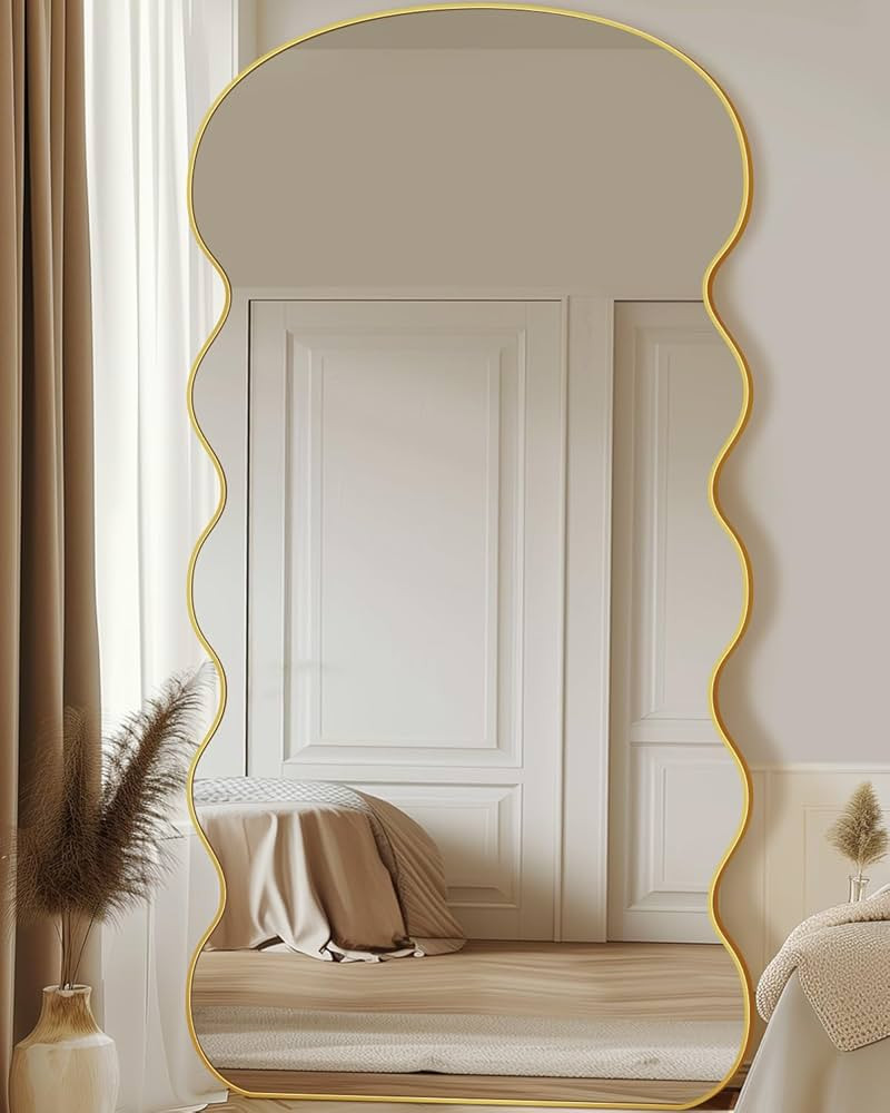 Antok Full Length Mirror, 76"x34" Wavy Mirror Full Length, Oversized Floor Mirror with Stand Larg... | Amazon (US)