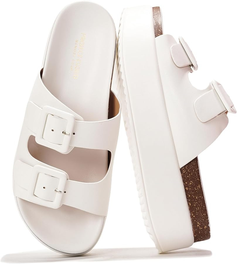 Project Cloud Wedge Platform Sandals For Women 2025 - Memory Foam Insole & Cork Footbed Platform ... | Amazon (US)