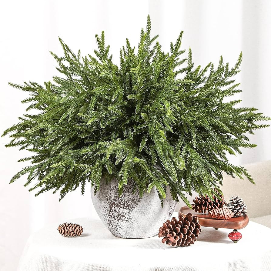 Alupssuc 18 Inch Norfolk Pine Stems, 12 Pcs Real Touch Norfolk Pine Branch, Christmas Greenery St... | Amazon (US)