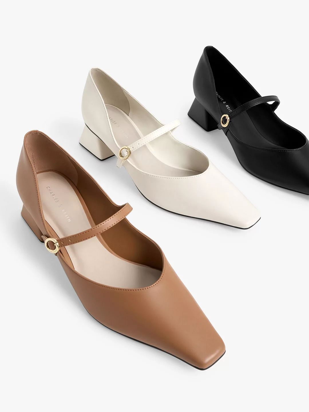 CHARLES & KEITH Faux Leather Mary Jane Court Shoes, Chalk | John Lewis (UK)