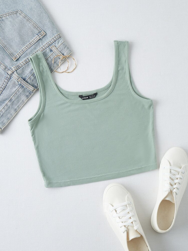 Rib-knit Crop Tank Top | SHEIN