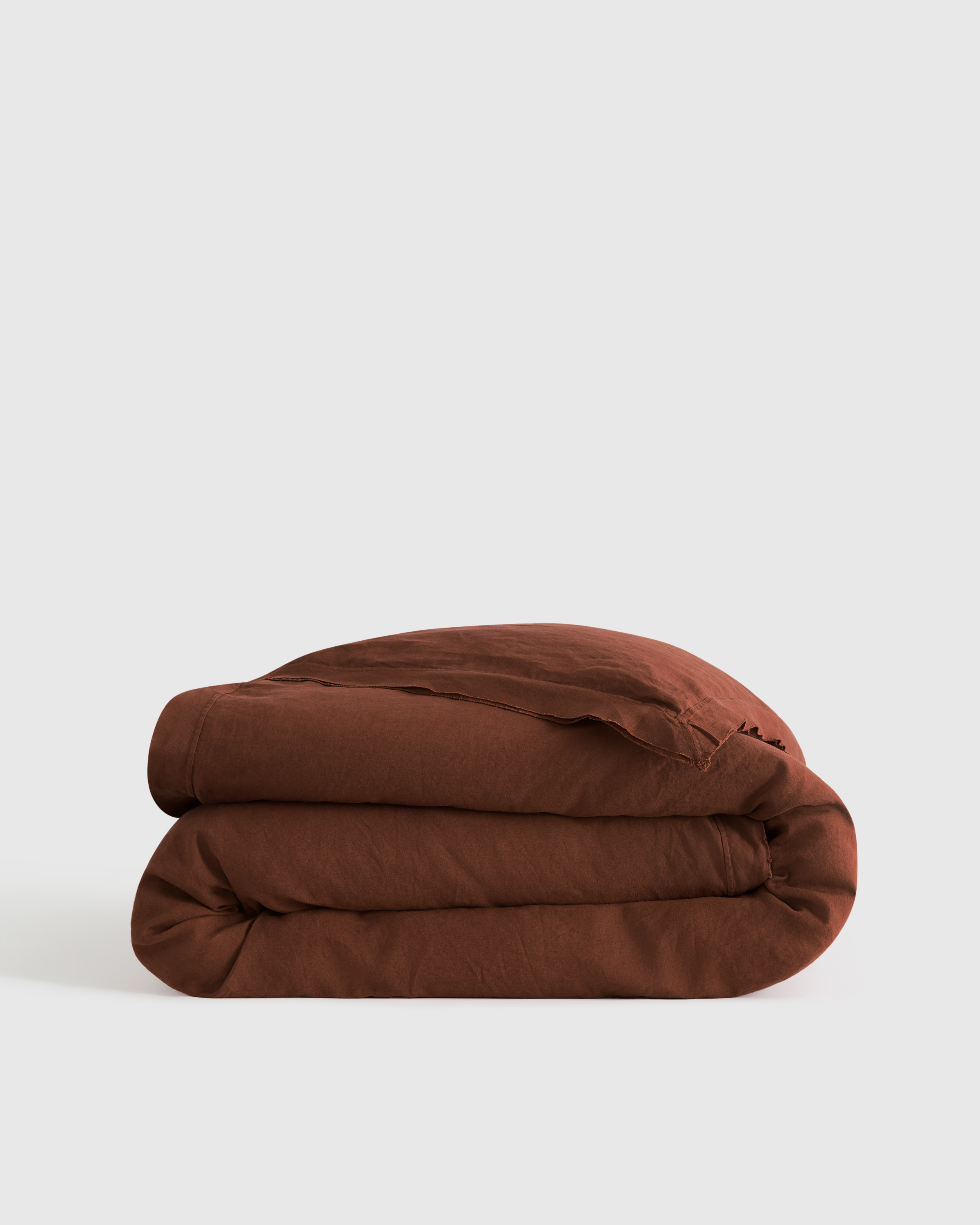 Quince | European Linen Double Flange Duvet Cover in Bordeaux, Size Twin | Quince