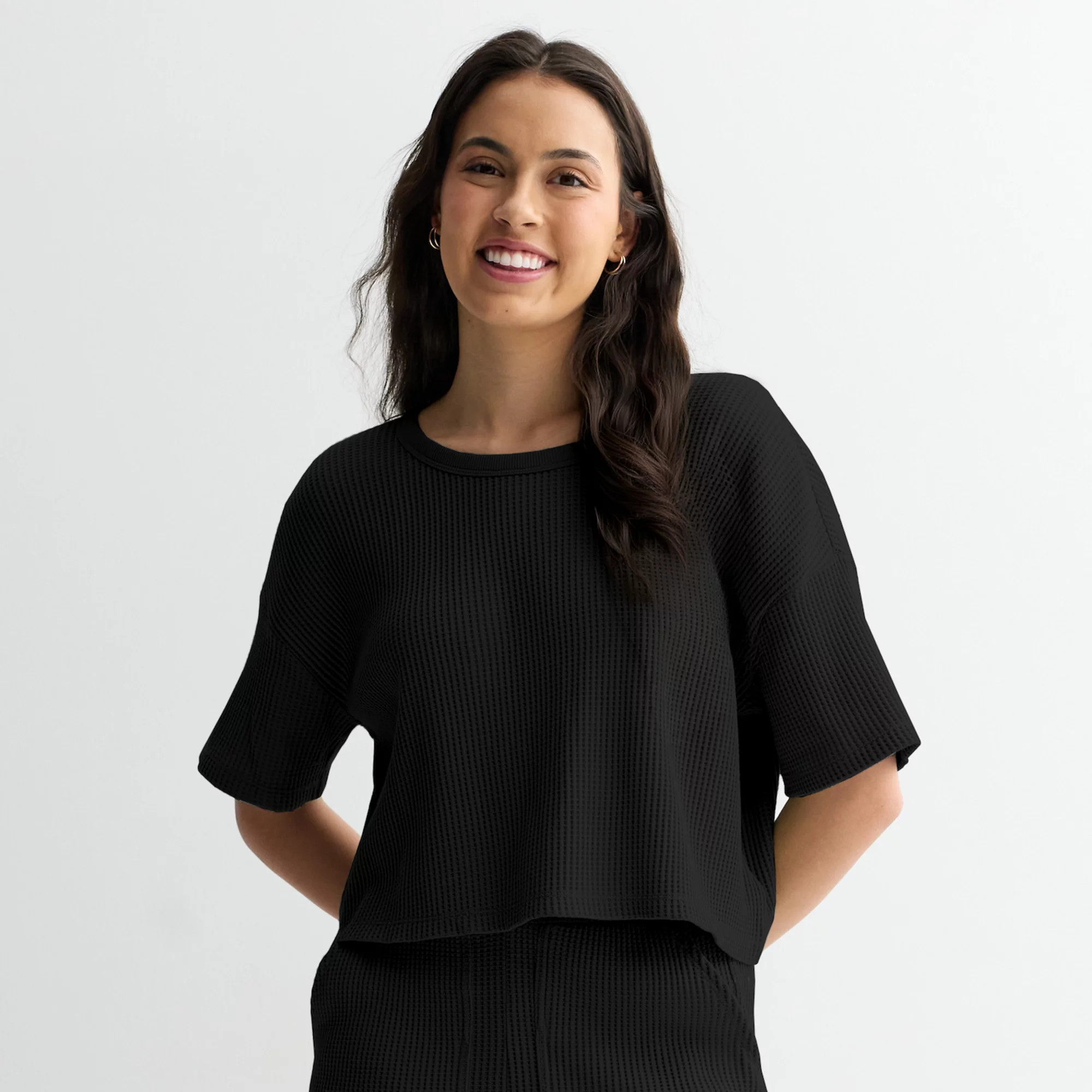 Juniors' SO® Waffle Scoopneck Tee | Kohl's