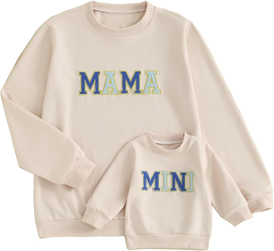 ZAXARRA Mommy and Me Matching Outfits Long Sleeve Crewneck Pullover Tops Mama Sweatshirt Mama and... | Amazon (US)