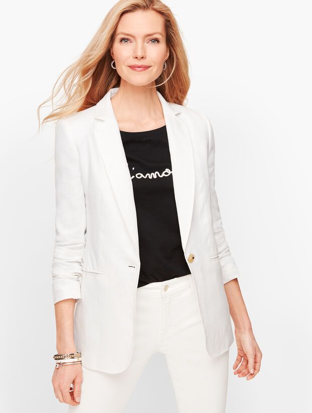 Classic Linen Blazer - White | Talbots