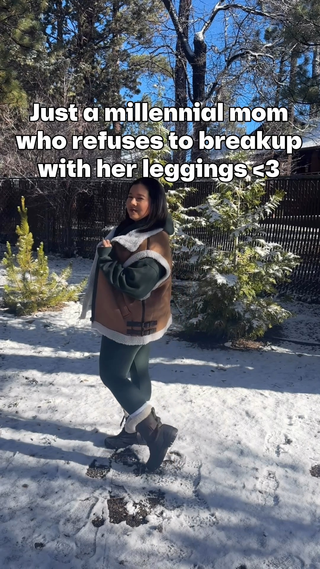 What I wore while I was in big bear. The weather was nice and chilly. 

Sherpa vest- XL/ I wanted an oversized fit 
Zip up hoodie - large / runs big / men’s sweater 
Leggings - large / they fit good- I normally get a medium from my Amazon ones but I didn’t know how these would fit. Super comfortable 
Snow boots- 8.5/ tts 

Winter outfit 
Casual outfit 
Snow outfit 
Winter coat 
Sherpa vest 
Midsize fashion 
Midsize outfit 
Mom outfit idea 

#LTKootd #LTKMidsize #LTKPetite