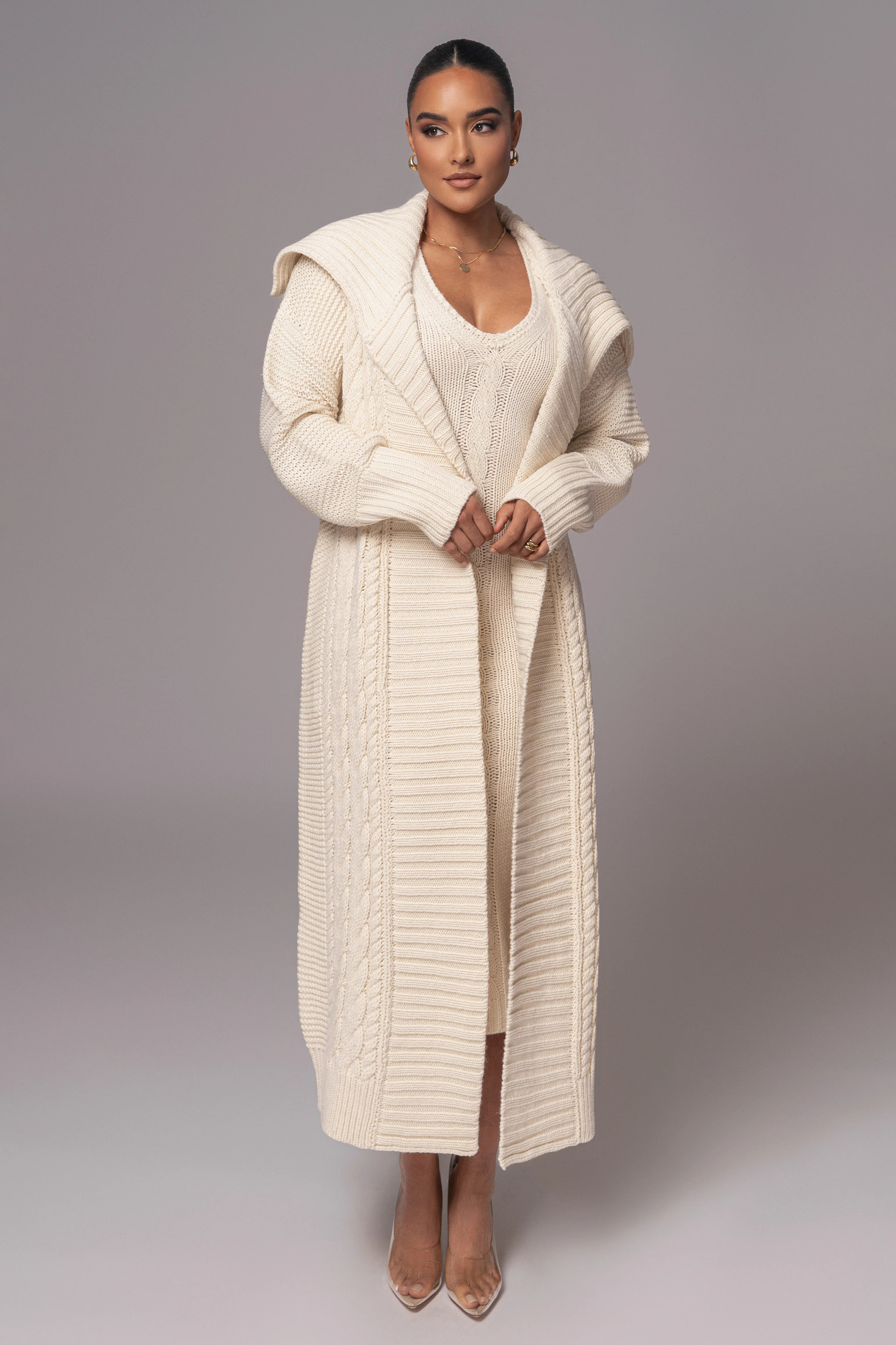 Ivory Malinda Sweater Knit Cardigan M/L | JLUXLABEL