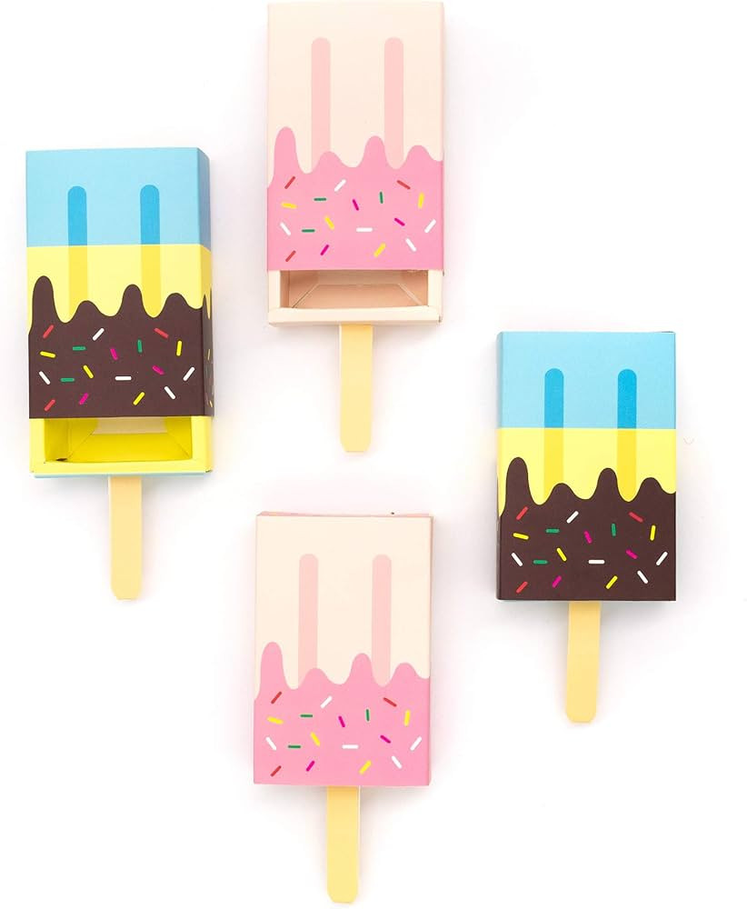 AUEAR, 12 Pack Gift Boxes Popsicle Shape Ice Cream Party Favor Box Mini Cartoon Candy Folding Pap... | Amazon (US)