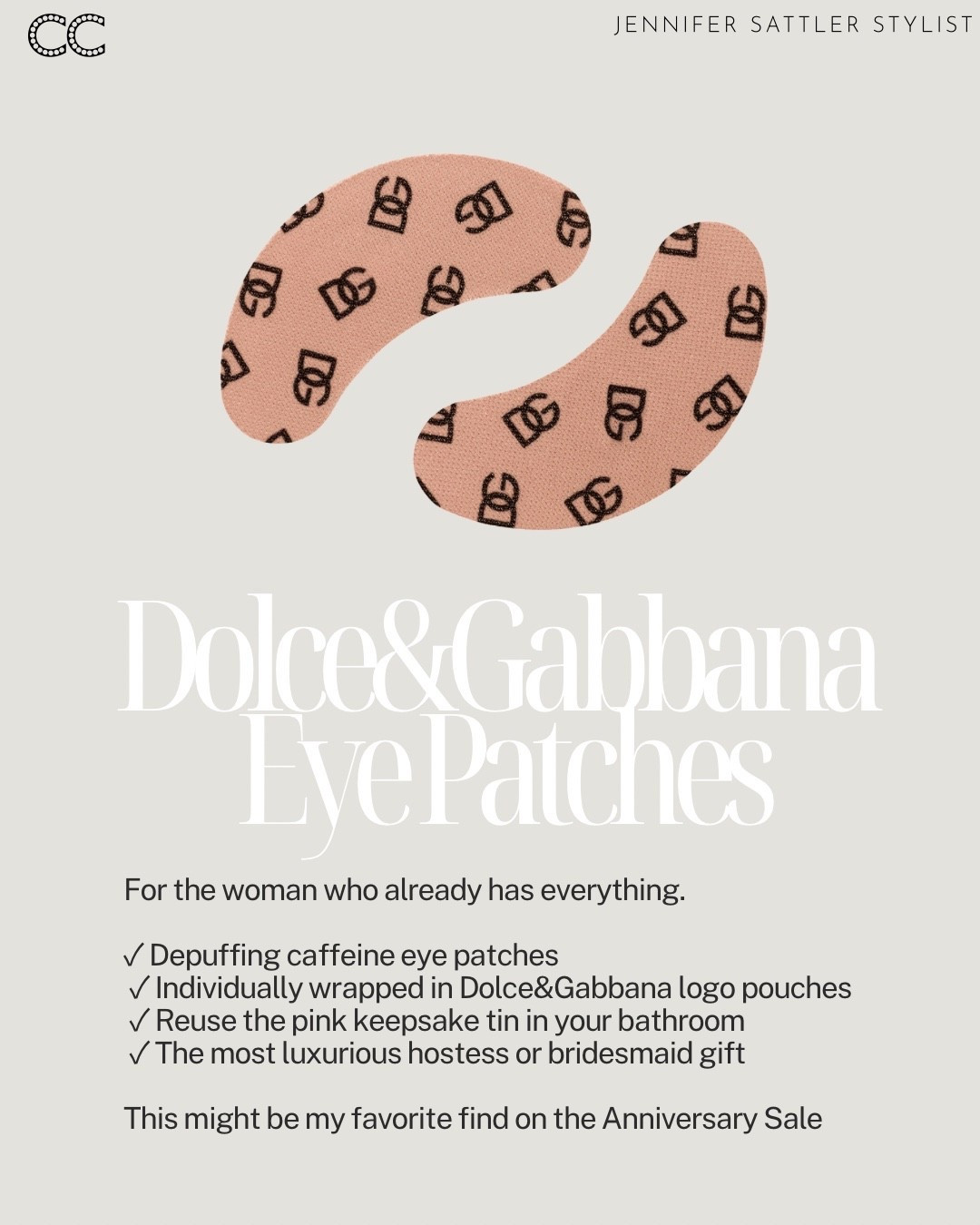 Dolce&Gabbana eye patches!🤍 Great gift for the woman who already has everything. They are deluding caffeine eye patches and you can reuse the pink keepsake tin in your bathroom. Might be my favorite find on the Nordstrom sale!

#LTKBeauty #LTKSaleAlert #LTKSeasonal
