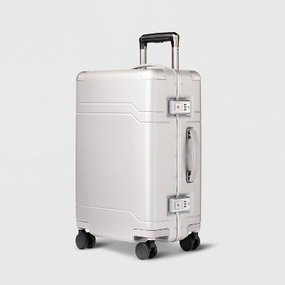 Signature Hardside Trunk Carry On Spinner Suitcase Metallic Silver - Open Story™️ | Target