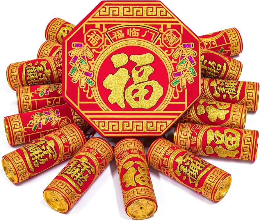 KI Store Chinese New Year Hanging Decorations Large Firecracker Decor Traditional Red Lucky Orien... | Amazon (US)