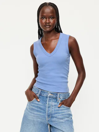 Snug Crop V-Neck Tank Top | Old Navy (US)