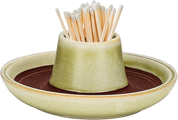 SANDOO Handmade Ceramic Match Holder with Striker - Works with All Matches,Decorative Match Holde... | Amazon (US)