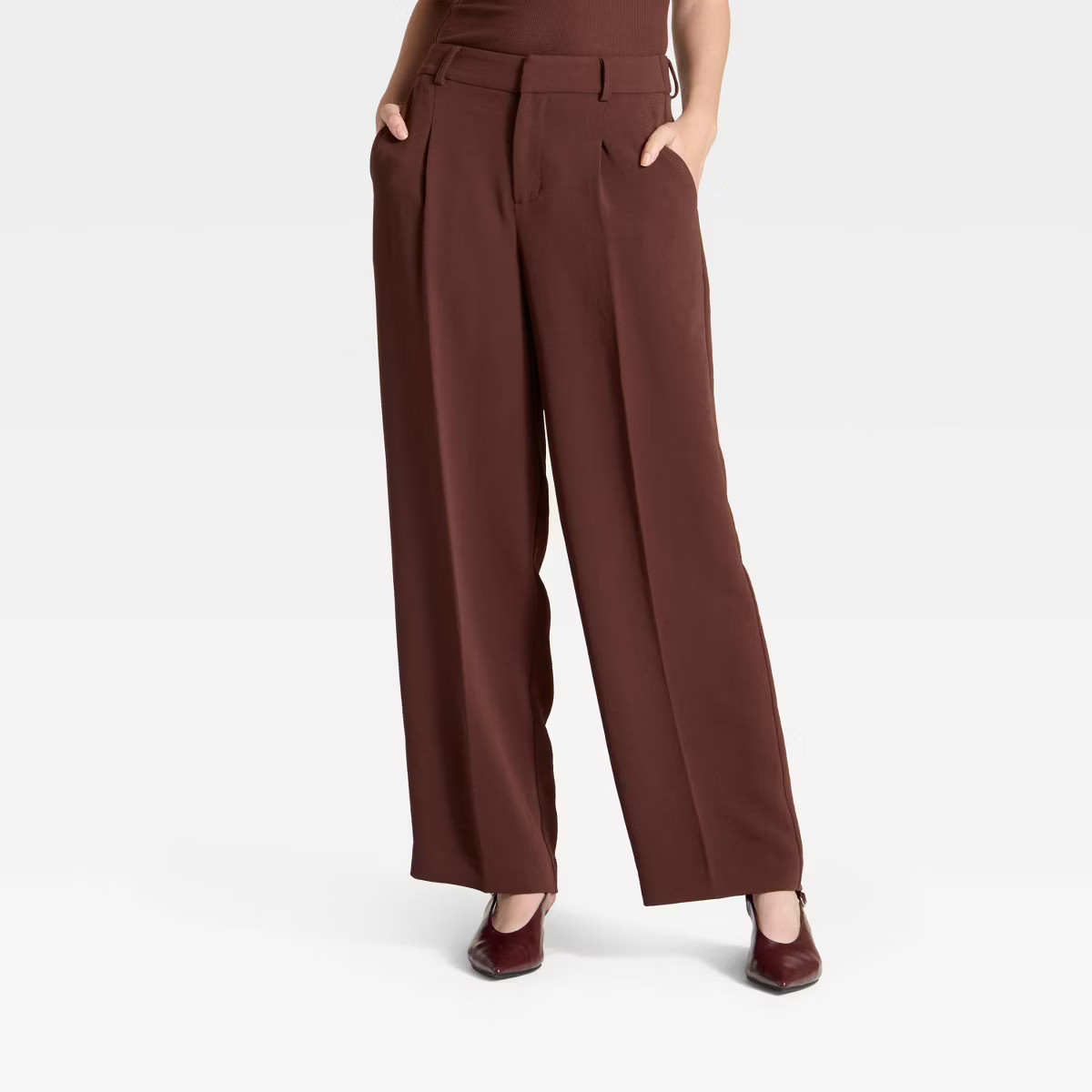 Women's Signature Crepe Essential Trouser - A New Day™ Dark Brown 2 | Target