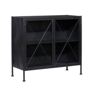 Litton Lane Black Industrial Metal Cabinet 53340 - The Home Depot | The Home Depot