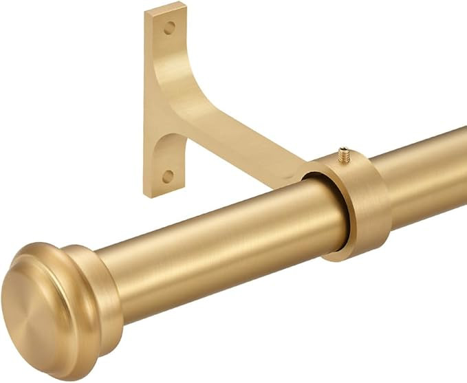 Warm Gold Curtain Rods with Aluminum Alloy End Cap Finials, Adjustable Drapery Rods for Windows 7... | Amazon (US)