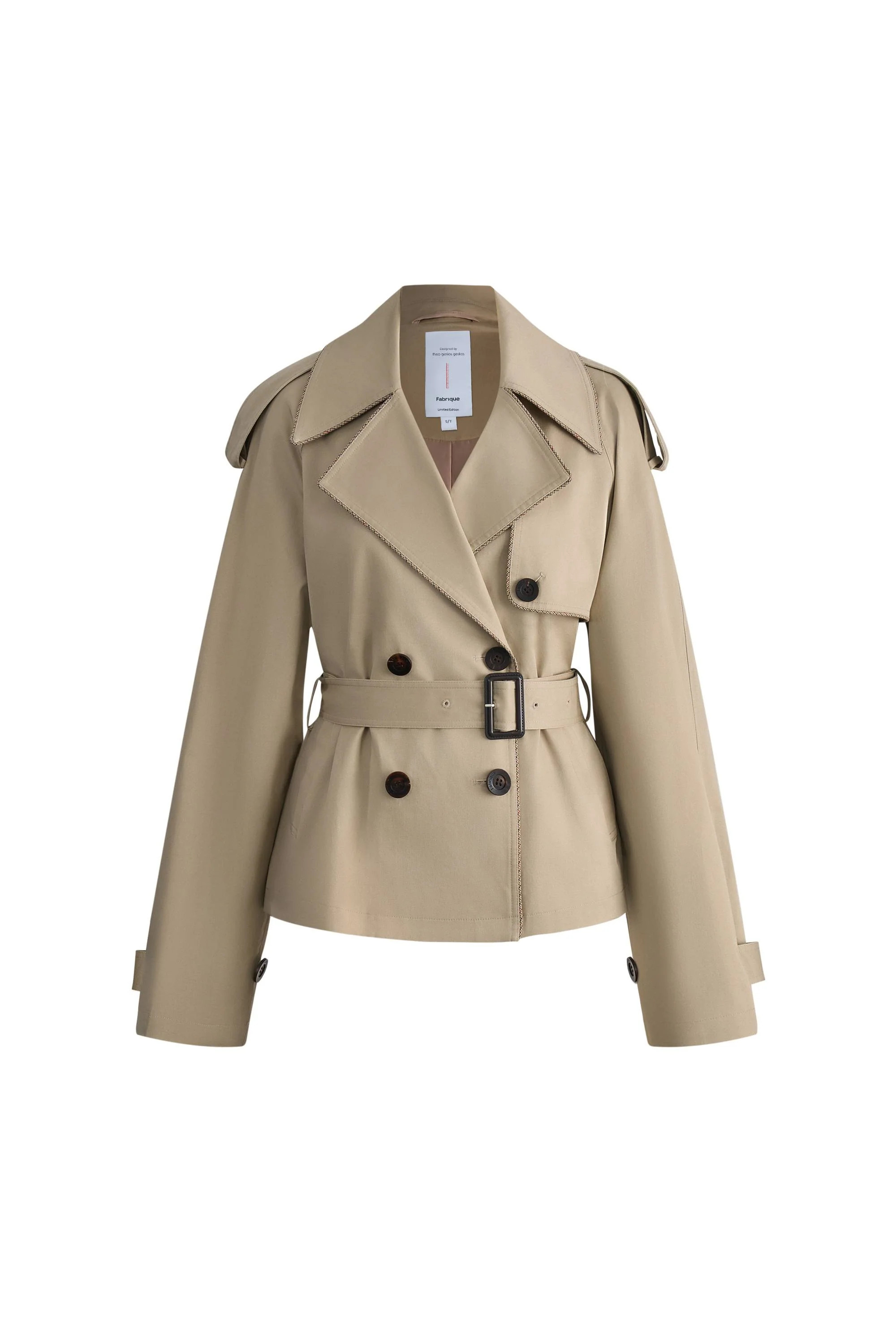 Beatrice Wind and Wrinkle Resistant Short Trench Coat in Cotton Stretc | Fabrique
