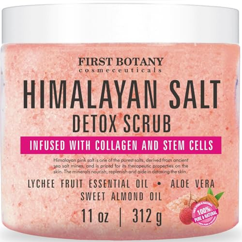 First Botany Body Scrub - Natural Exfoliating Salt Scrub & Body and Face Souffle helps with Moisturizing Skin, Acne, Cellulite, Dead Skin Scars, Wrinkles (Himalayan Salt) | Amazon (US)
