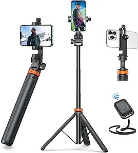 EUCOS 62" Phone Tripod, Tripod for iPhone & Selfie Stick with Remote, Extendable Cell Phone Stand... | Amazon (US)
