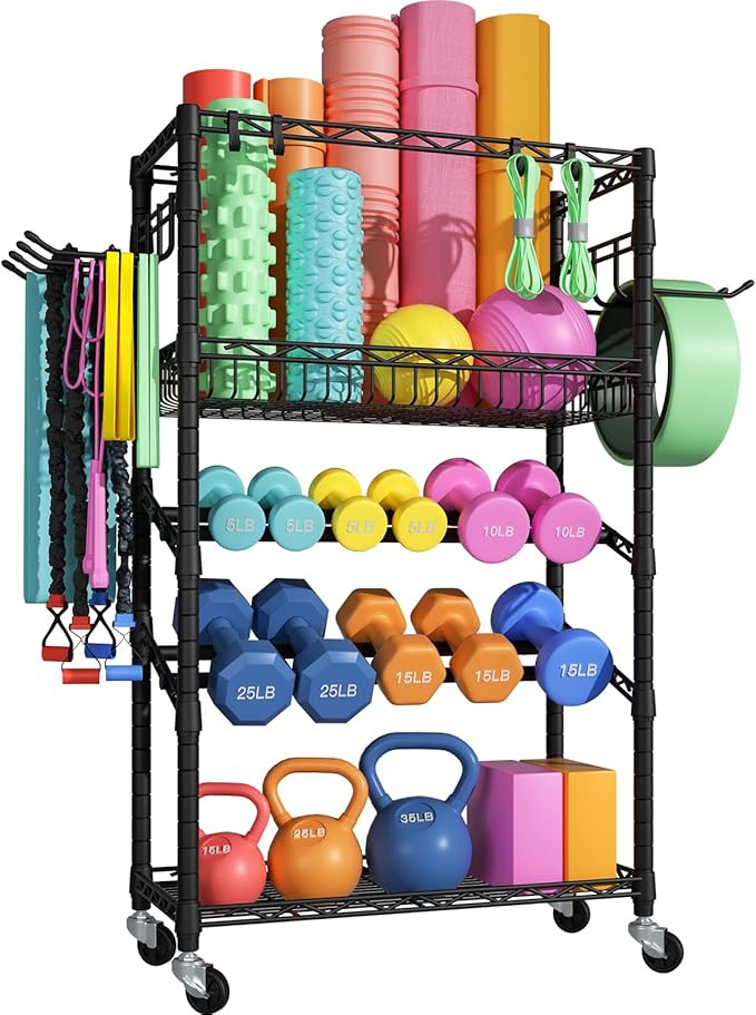 S3 Dumbbells Rack Storage Rack, Portable Home Gym Storage, Yoga Mat Storage, and Weight Rack Orga... | Amazon (US)