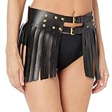 Daisy corsets Women's Plus Size Black & Gold Vegan Leather Fringe Skirt, Black, 4X | Amazon (US)
