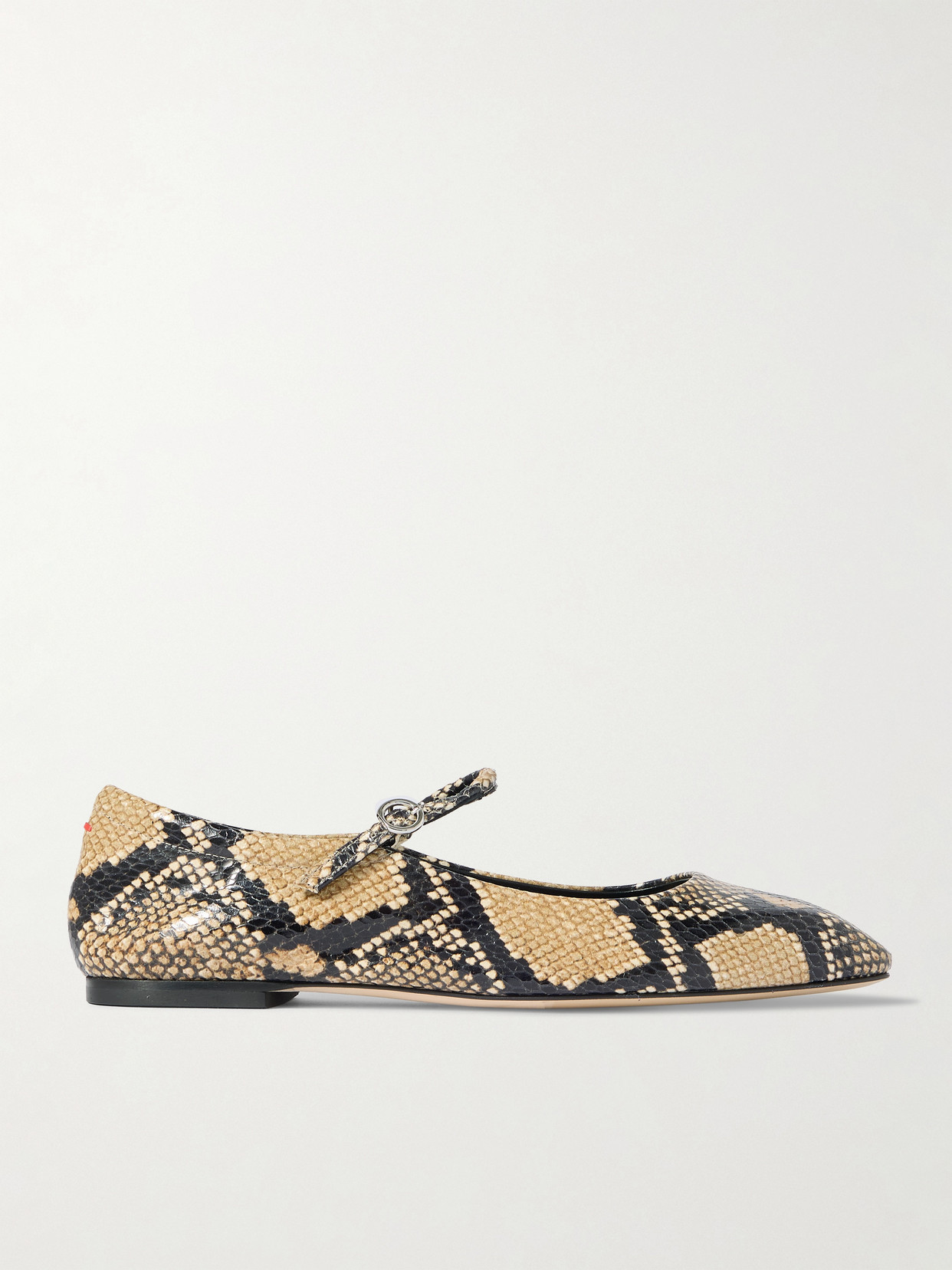 Aeyde - Uma Snake-effect Leather Mary Jane Ballet Flats - Animal print | NET-A-PORTER (US)