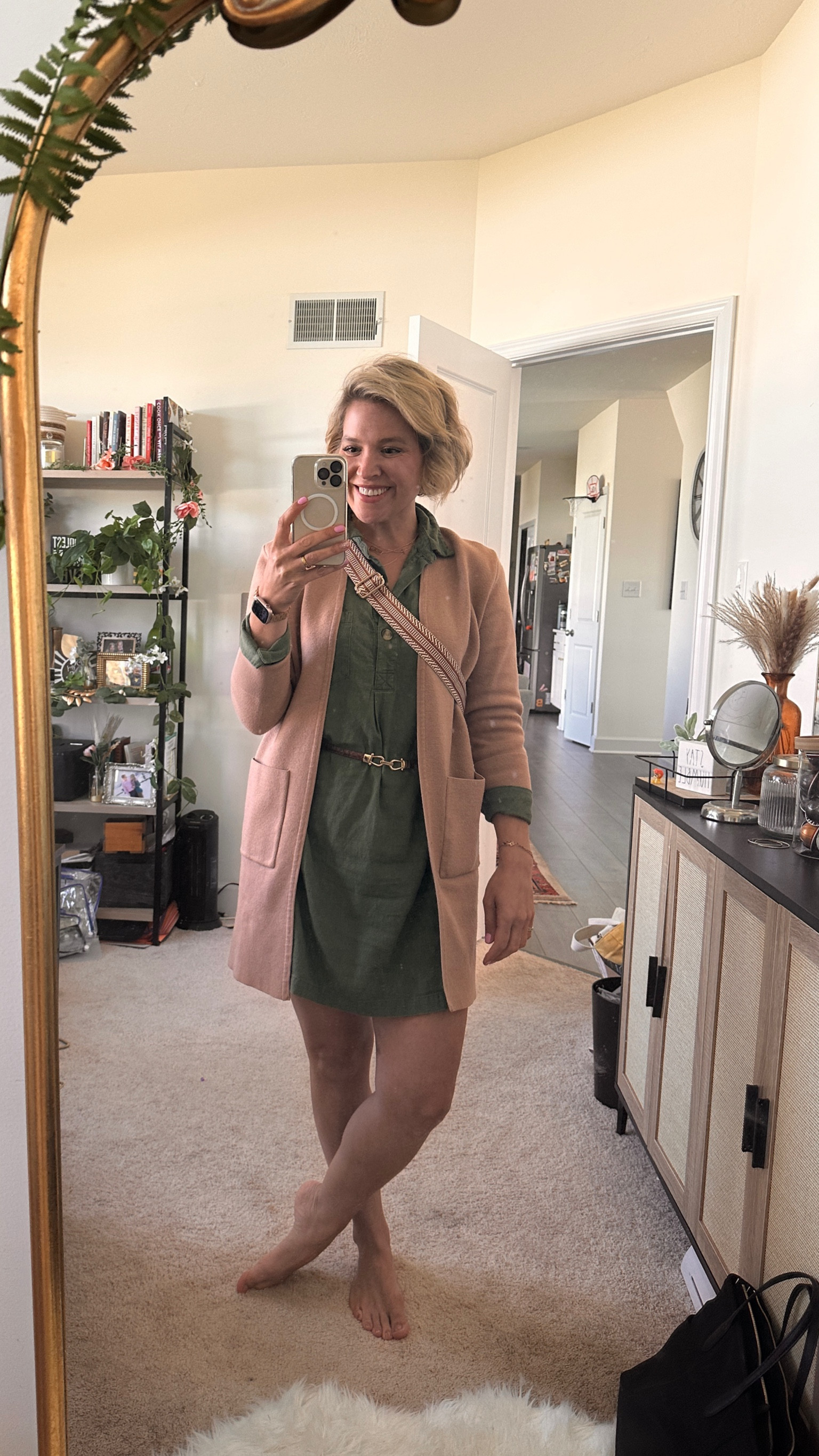 Warm autumn color palette army green shirt dress with coatigan

#LTKFindsUnder50 #LTKMidsize #LTKSeasonal