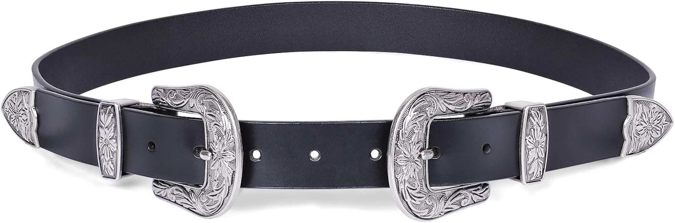 SUOSDEY Fashion Leather Belts for Women with Vintage Metal Buckle Belt | Amazon (US)