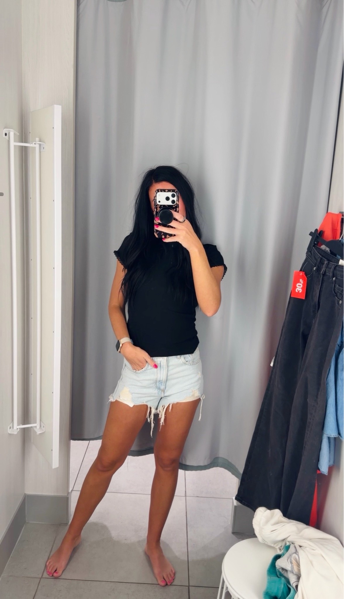 H&M black top with cute ruffle detail on sleeve and denim shorts

#LTKootd #LTKgrwm #LTKSaleAlert