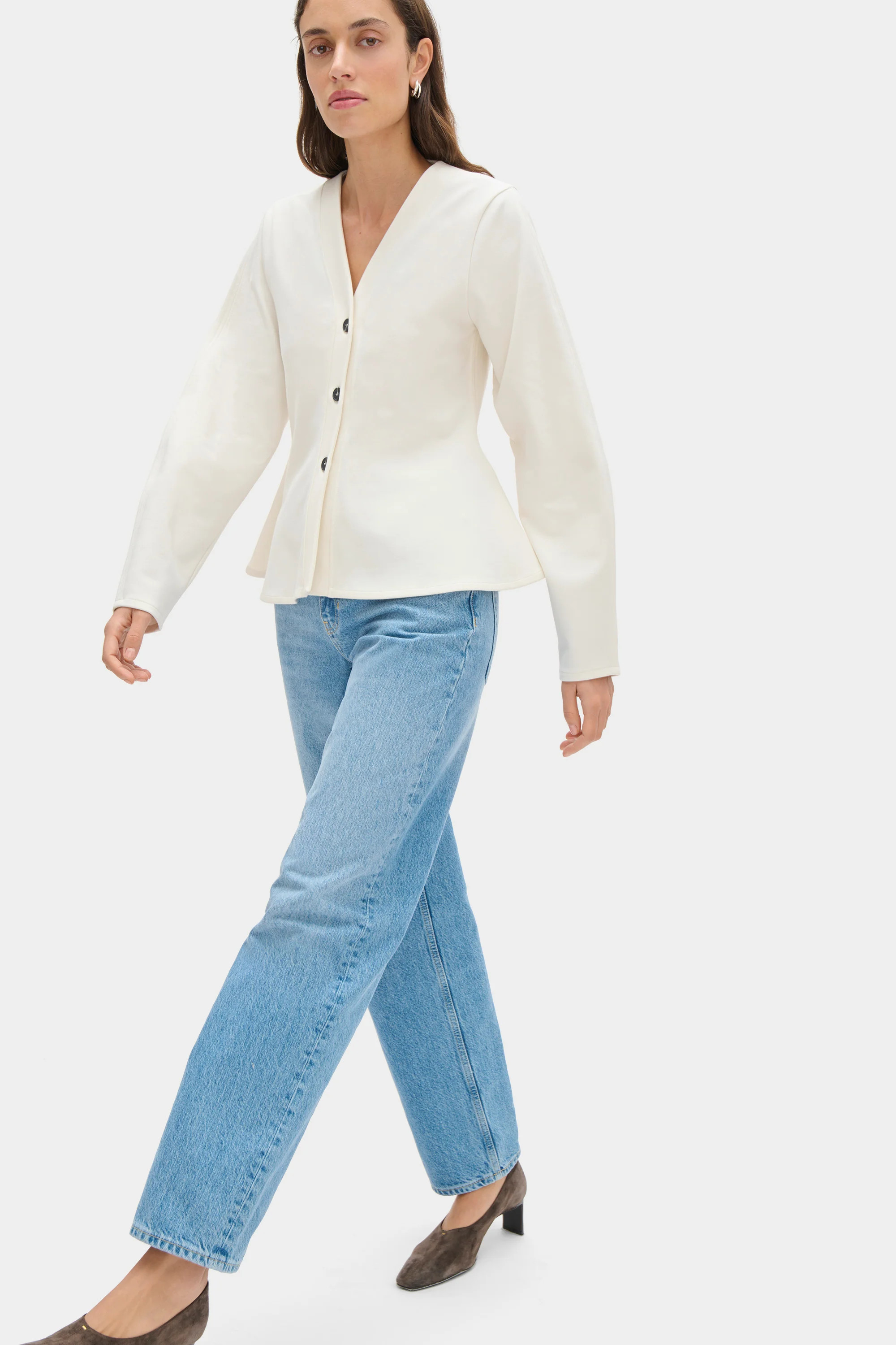 ALIGNE Peplum Button Up Top - White | Azalea | ALIGNE USA