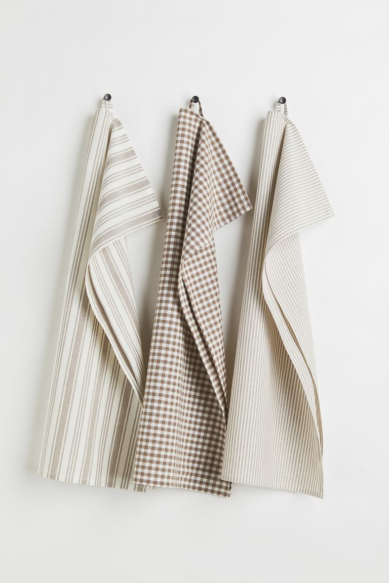 3-pack Cotton Tea Towels - Light brown - Home All | H&M US | H&M (US + CA)