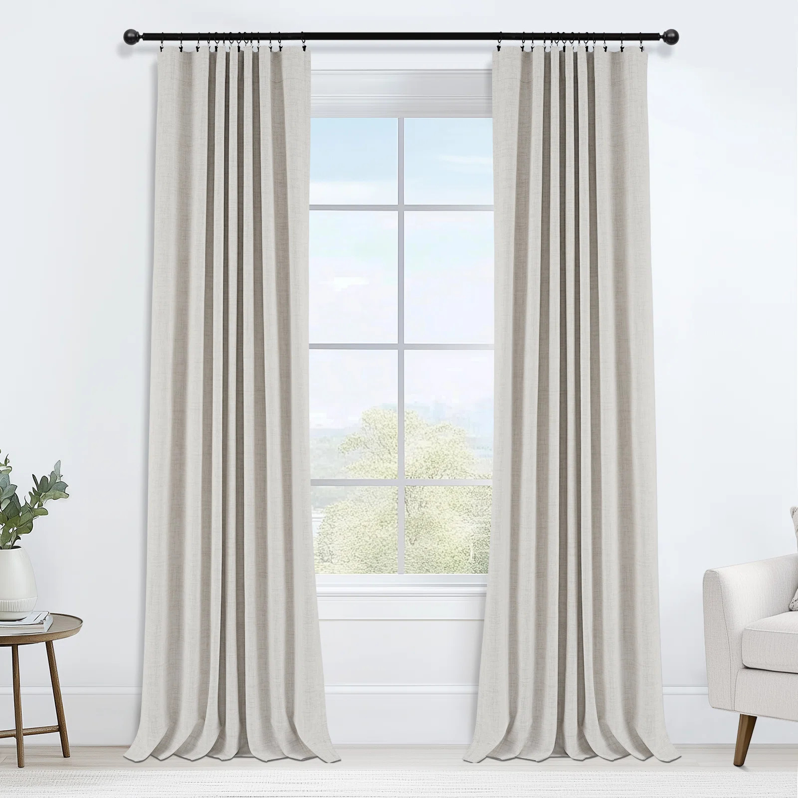 Wade Logan® Birglinde Faux Linen Textured Thermal 100% Blackout Curtains for Bedroom Living Room... | Wayfair North America