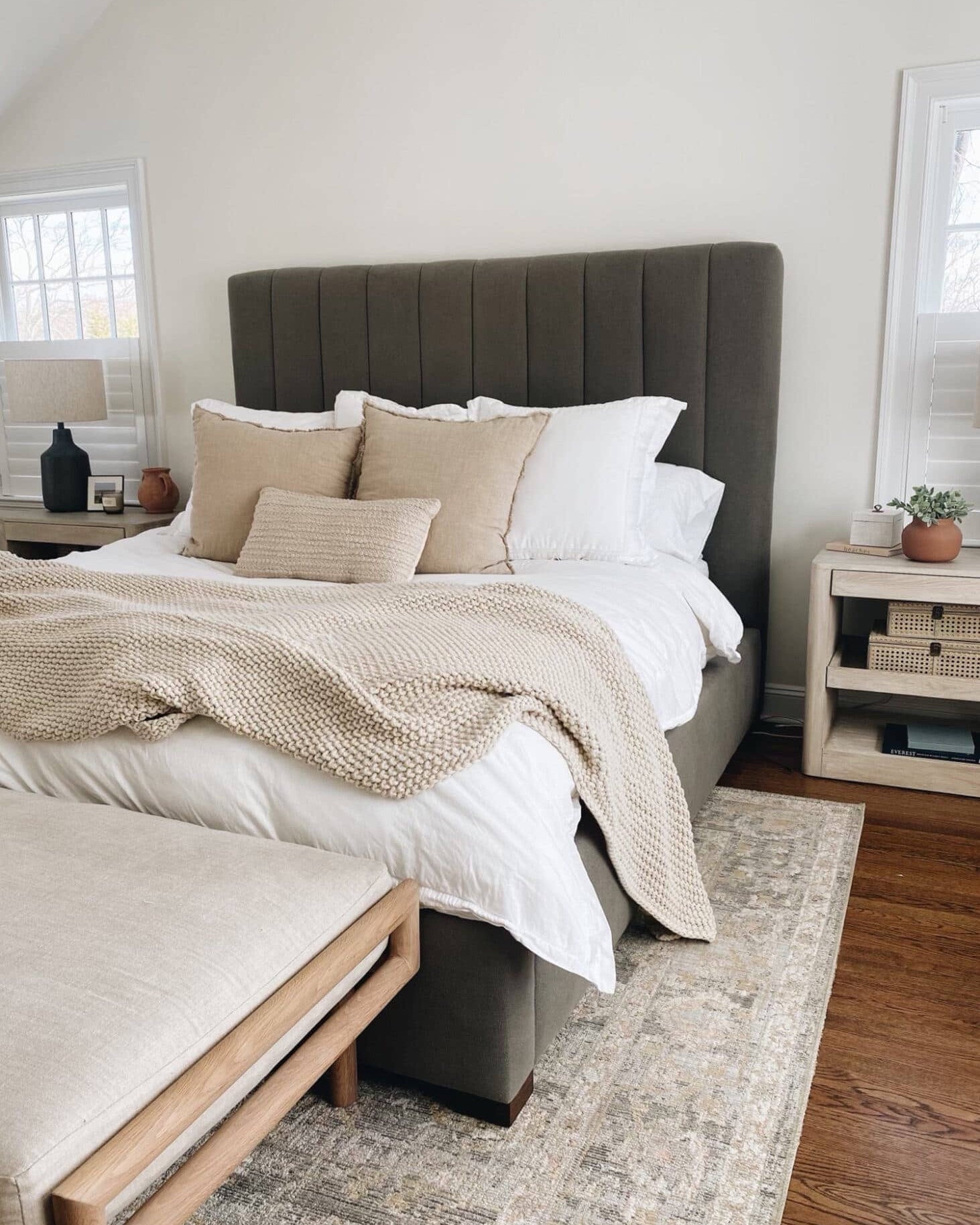 Primary bedroom decor, bed, rug, dresser, night stand, bedding

#LTKHome