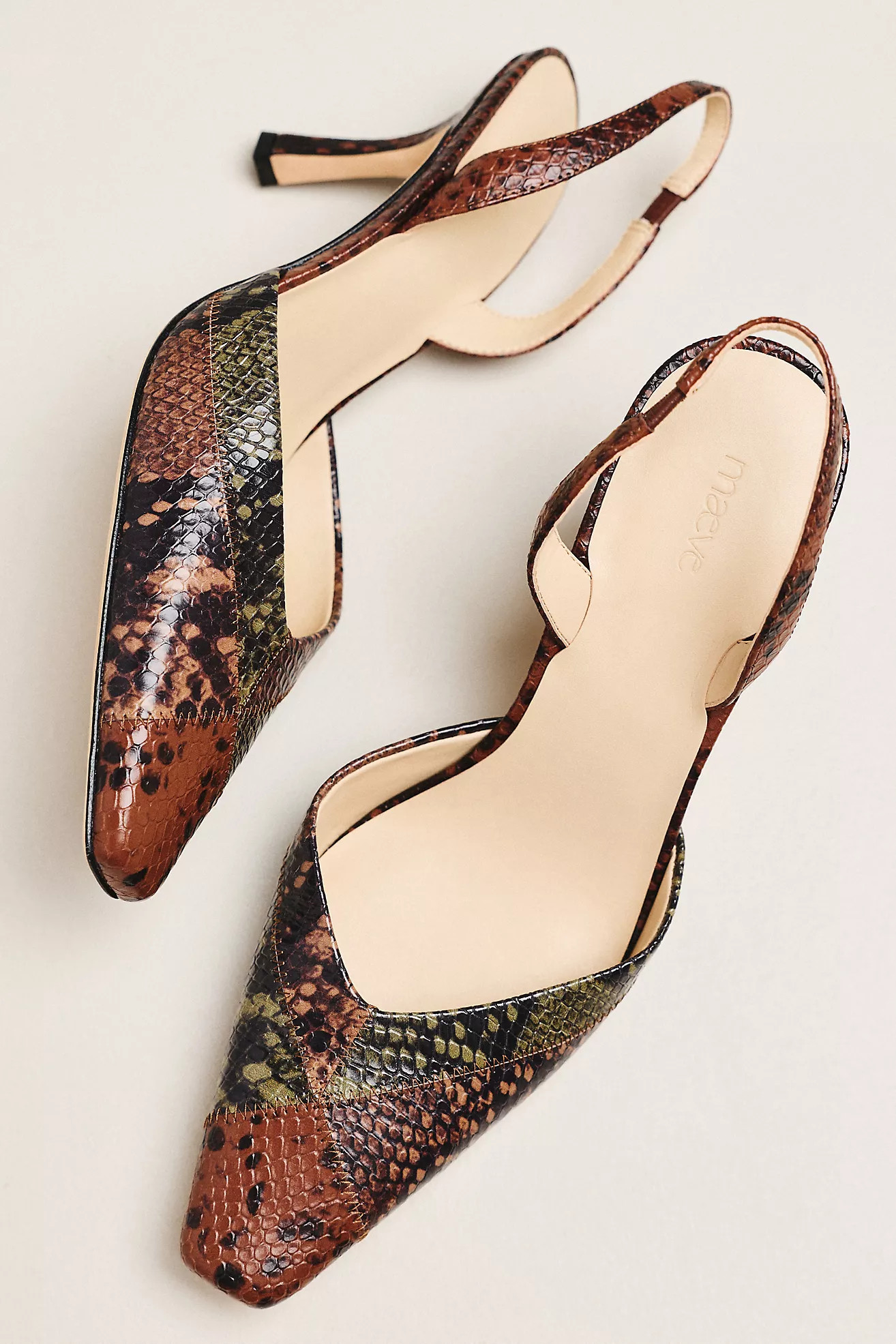 Maeve Square-Toe Slingback Leather Heels | Anthropologie (US)