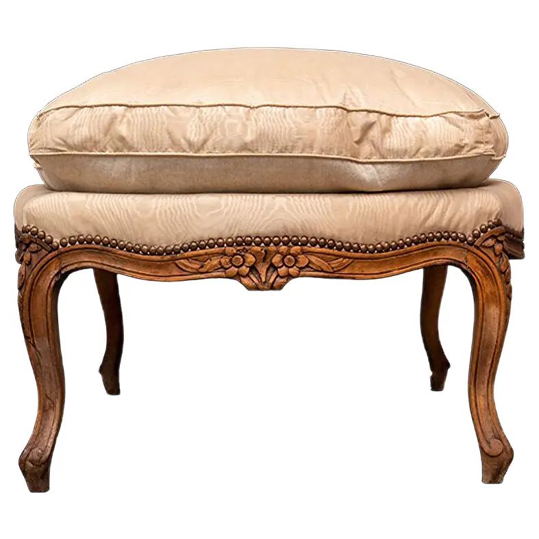 French Louis XV Oak Ottoman | Chairish