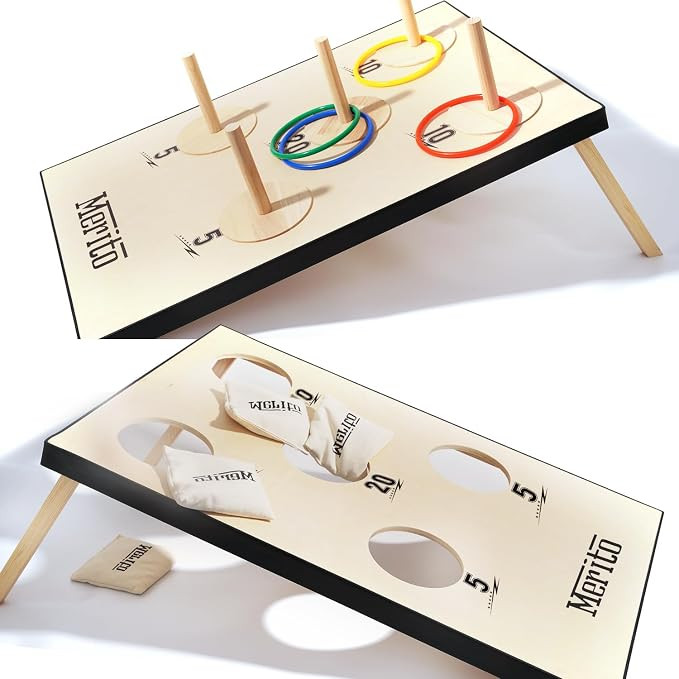 Merito 2-in-1 Outdoor Games, Cornhole Board Set & Ring Toss Game, Perfect Reinvented Bean Bag Tos... | Amazon (US)