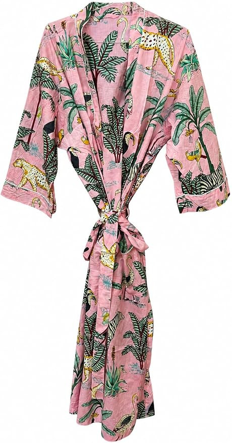 Robe Kimono Style Bathrobe, Long Dressing Gown, Free Size, Lightweight 3/4 Sleeves beach cover up... | Amazon (US)