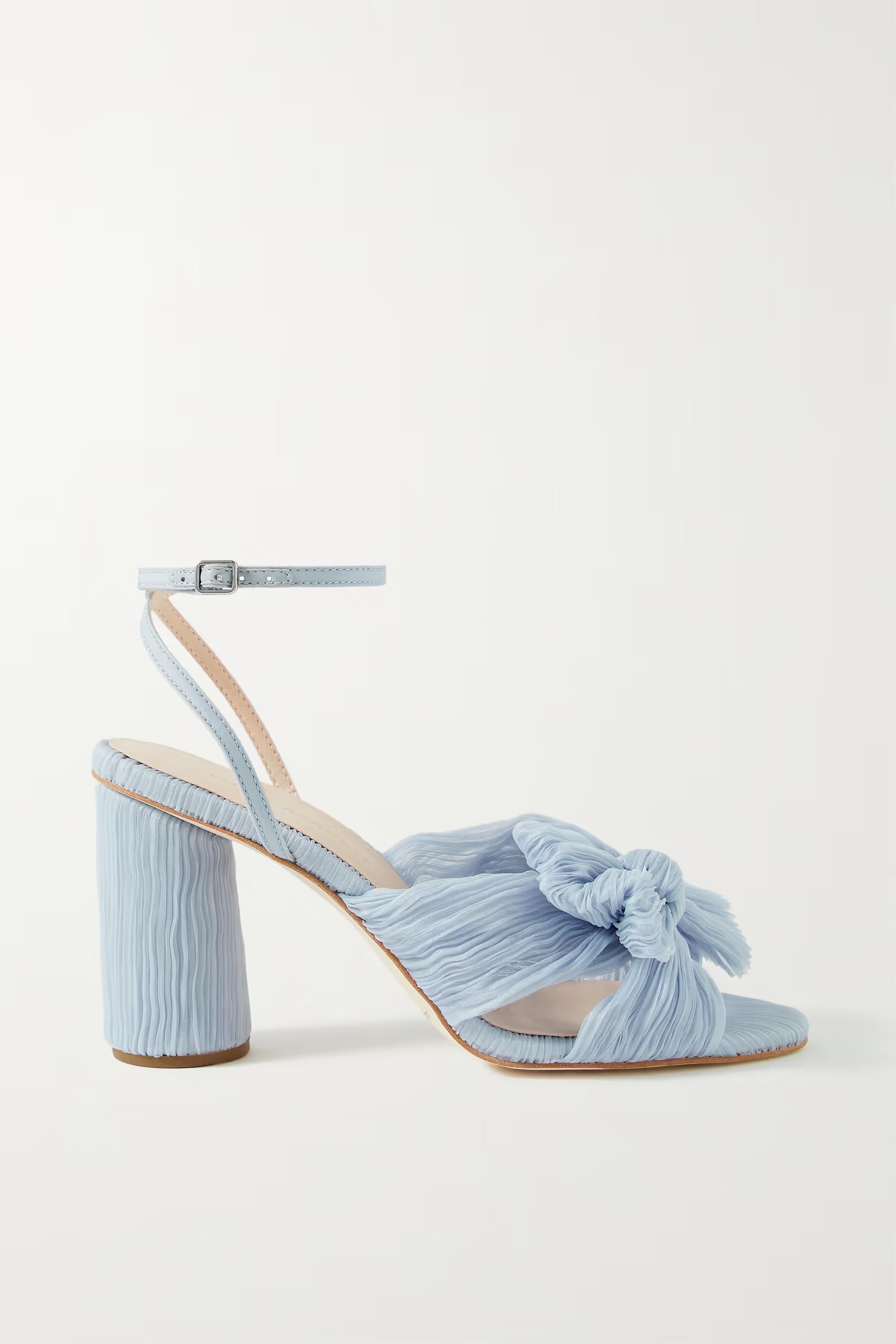 Camellia bow-embellished plissé-organza sandals | NET-A-PORTER (UK & EU)