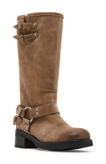 Steve Madden Astor Knee High Moto Boot in Taupe Sued at Nordstrom Rack, Size 9 | Nordstrom Rack