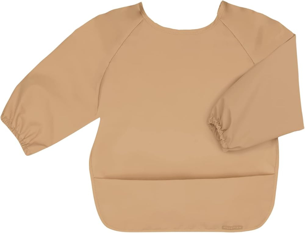 Long Sleeve No Ruffle Baby Bibs - Wipe Clean, Washable with Food Catcher - Long Sleeve Bib for Ba... | Amazon (US)