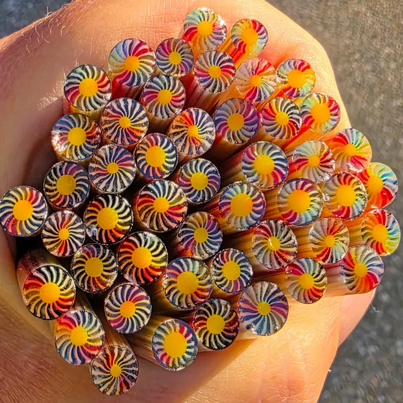 COE 96 Murrini Flower: Dazzling Whirlies Rainbow - 1 Oz Cane/sticks - Etsy | Etsy (US)