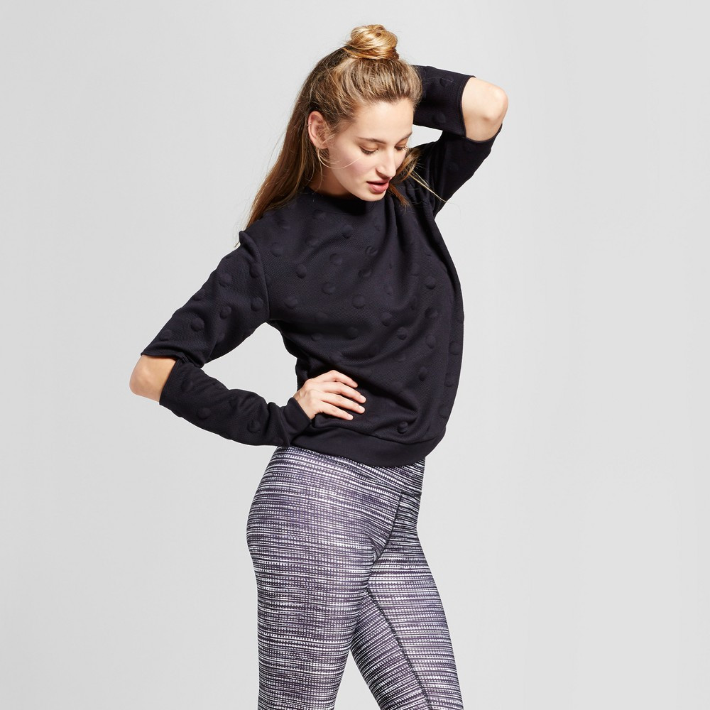 Women's Polka Dot Sweater with Elbow Cut Outs - JoyLab Black XL | Target